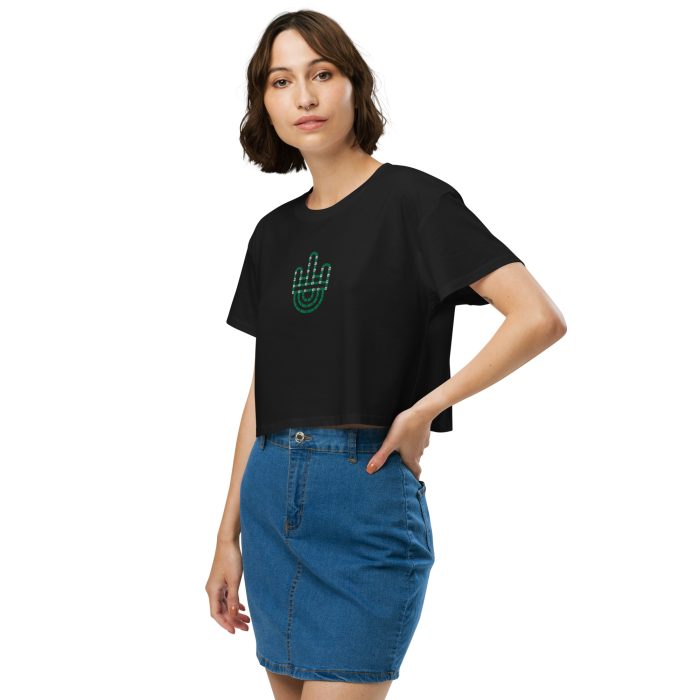 RH 1 – Green – White – Embroidery Women’s Crop Top - Image 3
