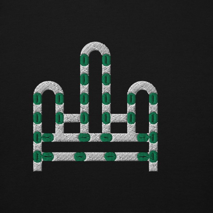 RH 1 – Green - White Embroidery Hoodie - Image 6